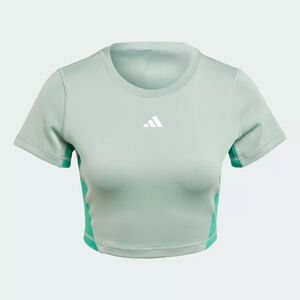 Adidas Training Techfit Colorblock Crop Top Size Small Silver Green